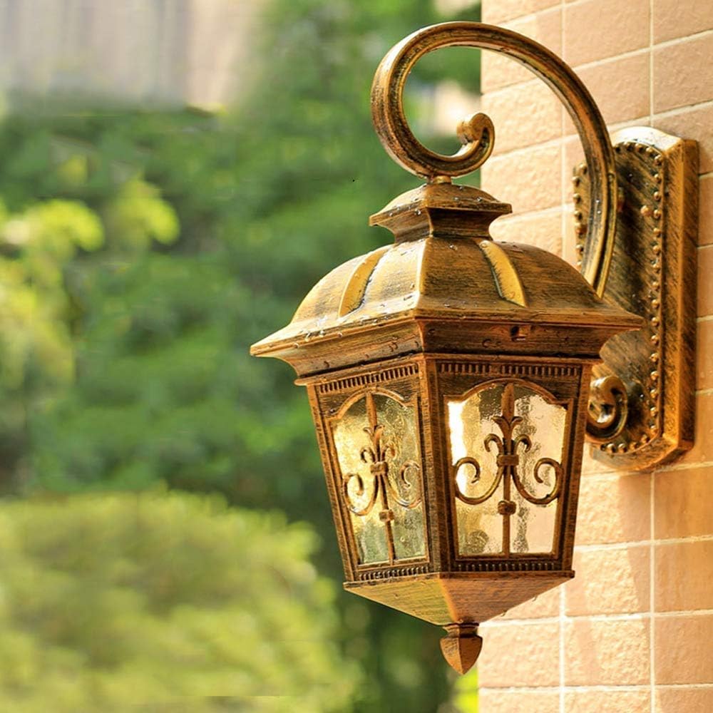 Hdc Vintage Bronze Outdoor LED Waterproof Balcony Wall Light Creativity Tradition Glass Garden E27 Wall Lamp  - Warm White