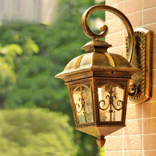 Hdc Vintage Bronze Outdoor LED Waterproof Balcony Wall Light Creativity Tradition Glass Garden E27 Wall Lamp  - Warm White