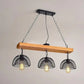 Hdc Black Rustic 4-Light Linear Pendant Lights Kitchen Island with Glass Shade