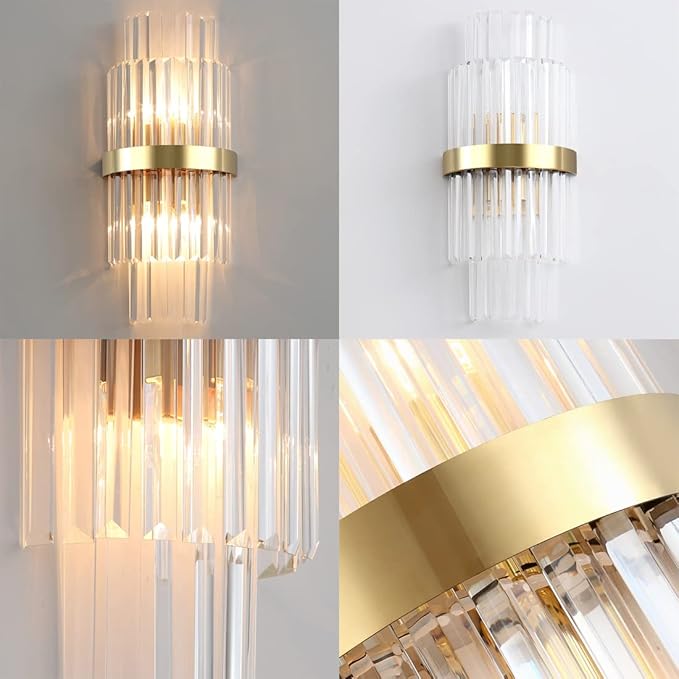 HDC 24w Crystal Modern Gold Metal Wall Light - Warm White