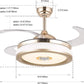 Hdc Invisible Gold Ceiling Fan Chandelier With Remote Control 4 Retractable Abs Blades