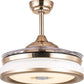 Hdc Invisible Gold Ceiling Fan Chandelier With Remote Control 4 Retractable Abs Blades