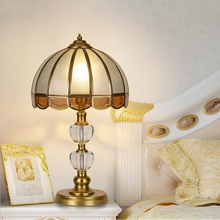 Hdc Vintage Crystal Solder Full Brass Bedside Lamp Hotel Living Room D
