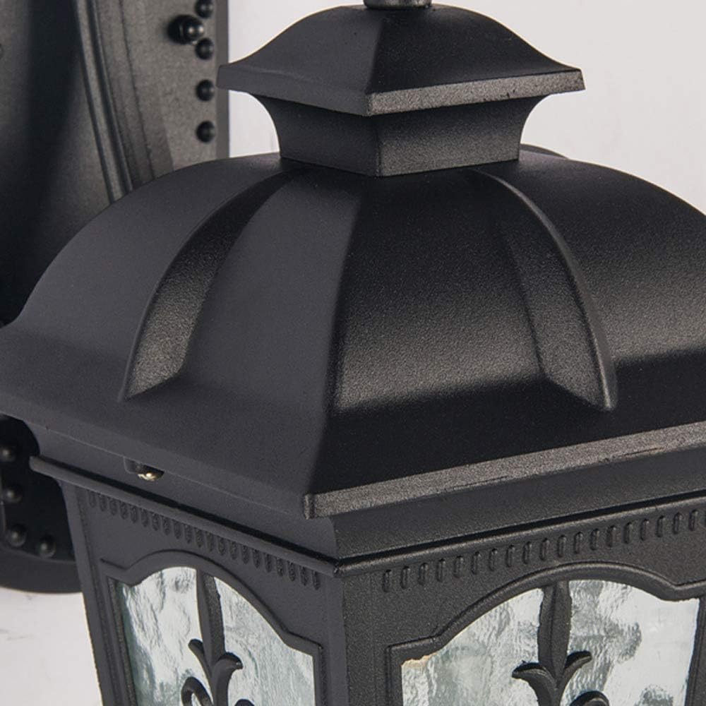 Hdc Vintage Black Outdoor LED Waterproof Balcony Wall Light Creativity Tradition Glass Garden E27 Wall Lamp  - Warm White