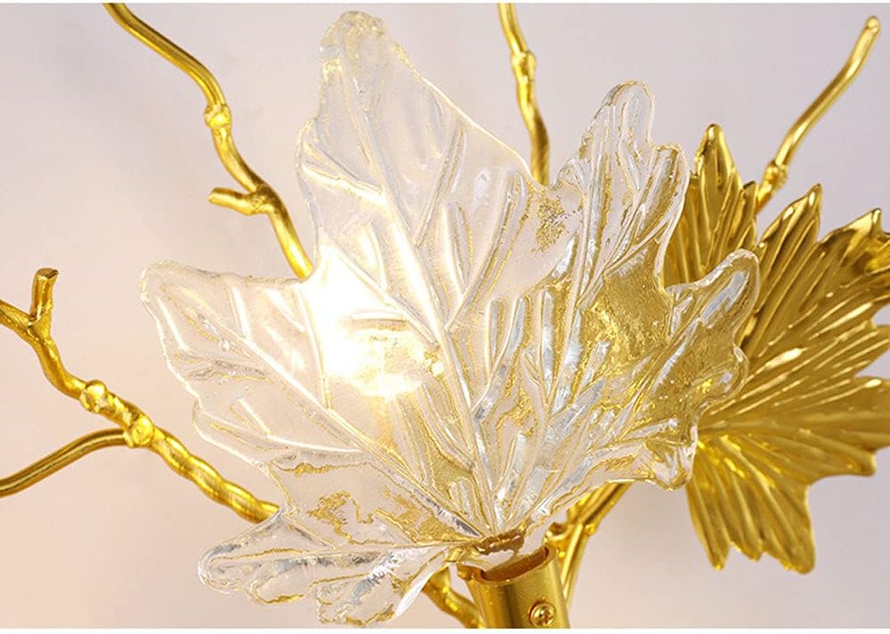 Hdc 3 Lights Nordic Simple Glass Lampshade Creative Golden Maple Leaf G9 Wall Light Fixtures