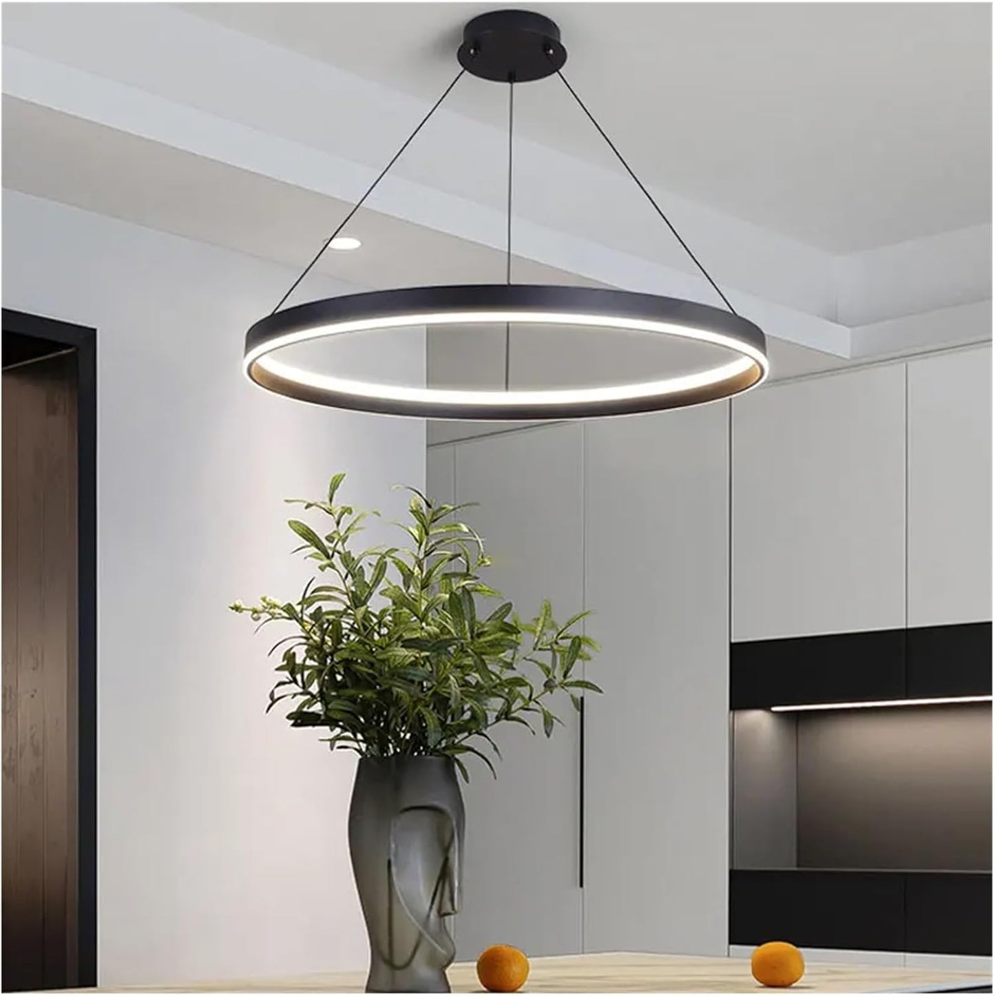 HDC 600mm Black Circular Ring Chandelier Light Modern Halo Ceiling Chandelier