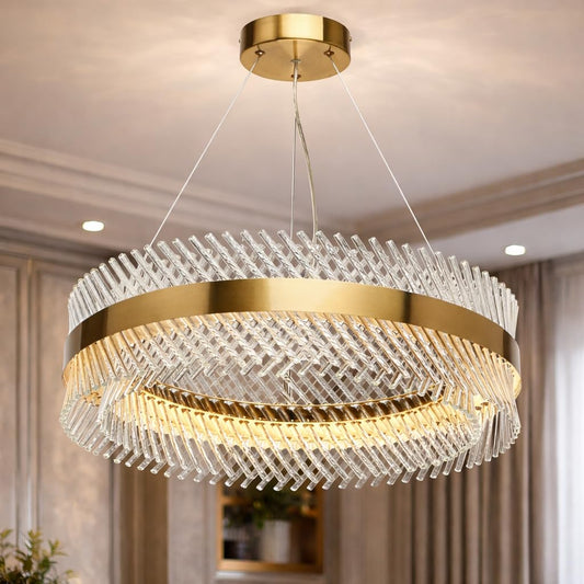 HDC 400/600mm Modern Crystal Ring Luxury Gold Chandelier for Living Room
