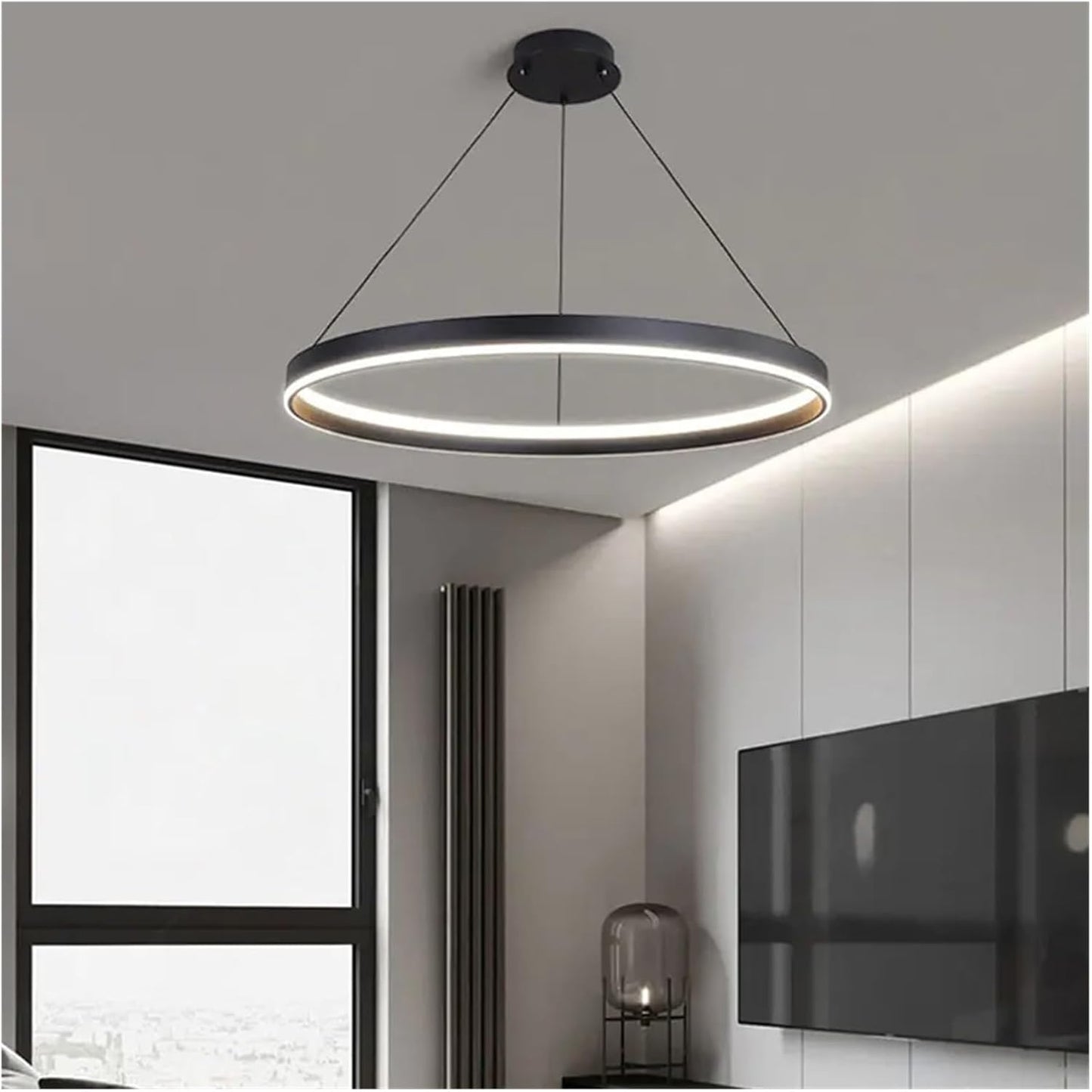 HDC 600mm Black Circular Ring Chandelier Light Modern Halo Ceiling Chandelier
