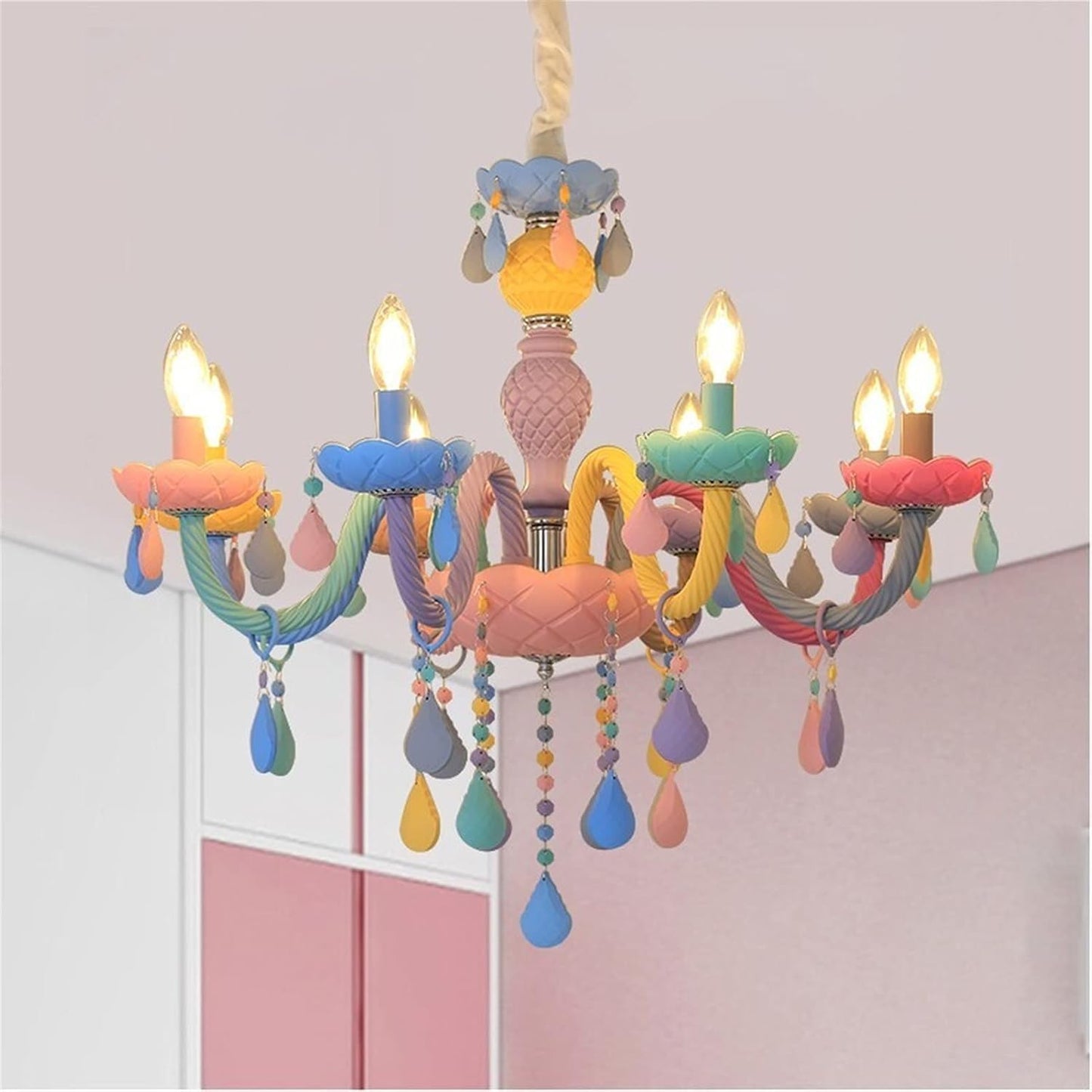 HDC 6 Lights Colorful Kids Fantasy Chandelier Ceiling Light for Children’s Room