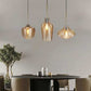 HDC 3 Light Led Amber Ribbed Glass Pendant Lamp Ceiling Light