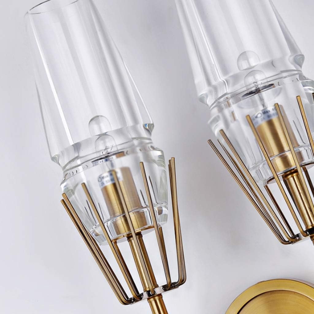 HDC 2 Light Gold Metal Amber Glass Wall Light Copper Metal - Warm White