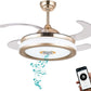 Hdc Invisible Gold Ceiling Fan Chandelier With Remote Control 4 Retractable Abs Blades