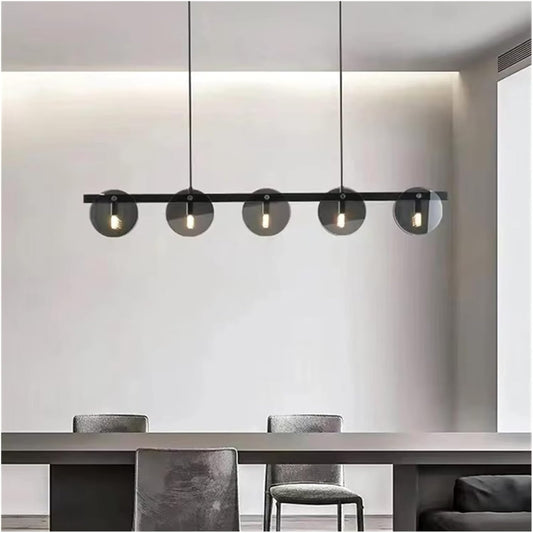 HDC 5 lights Modern Linear Smoke -Globe Chandelier Light for Living Room, Office