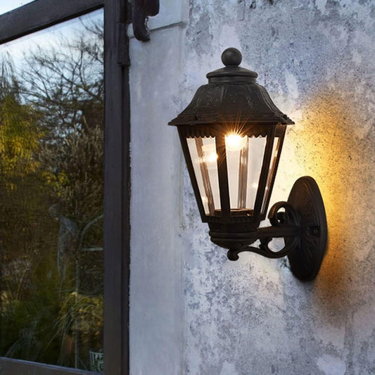 HDC Classic Black Outdoor Wall Lantern Light for Outdoor Areas