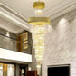 HDC Rotating Stair Long Chandelier Modern Spiral Design Crystal Double Height Chandelier For Staircase