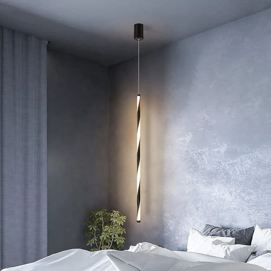 HDC 600mm Led Black Modern Pendant Light For Bedside Dining Hanging Light - Tricolor