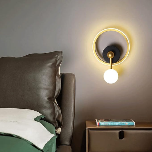 HDC 14W Black Gold Round Shape LED Wall Lamp with Pendulum- Warm White