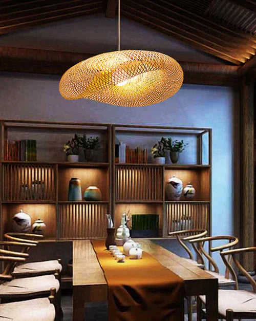 HDC 1-Light Vintage Bamboo Rattan Hanging Light