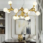Hdc 15-Lights Frosted Ball Electroplated Gold Chandelier for Dining Room