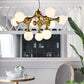 Hdc 15-Lights Frosted Ball Electroplated Gold Chandelier for Dining Room