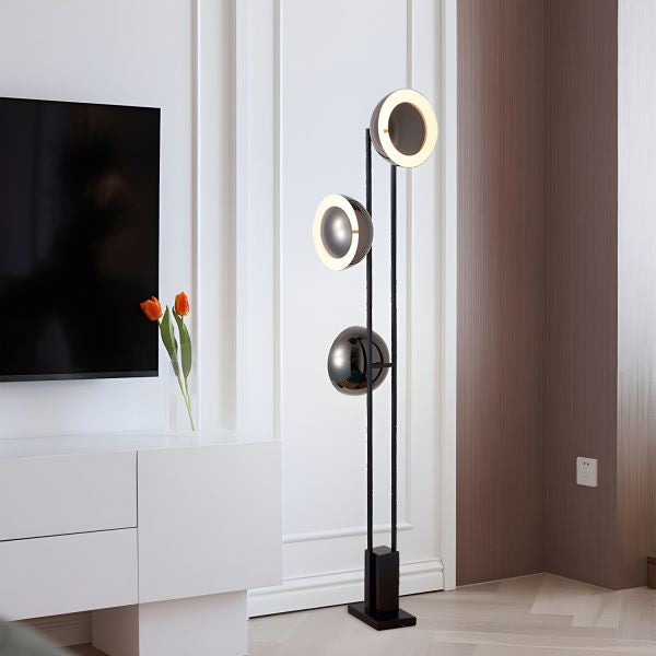 HDC Black Modern 3 Lights Nordic Style LED Standing Light Floor Lamp for Reading, Bedroom & Study