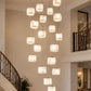 HDC 22 Lights Luxury Multi-Cube Marble Finish Hanging Chandelier for Staircase & Double Height Ceiling