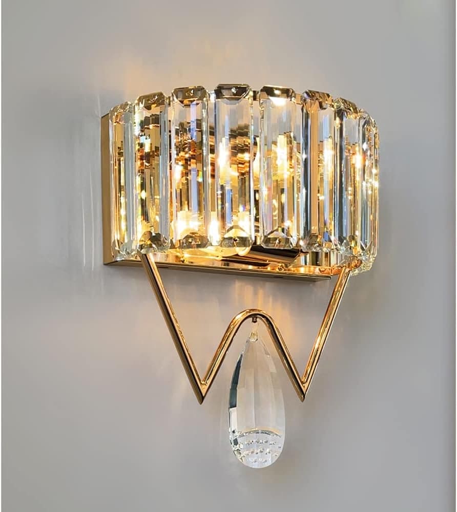 Hdc Clear Crystal Shade Wall Sconce for Living Room