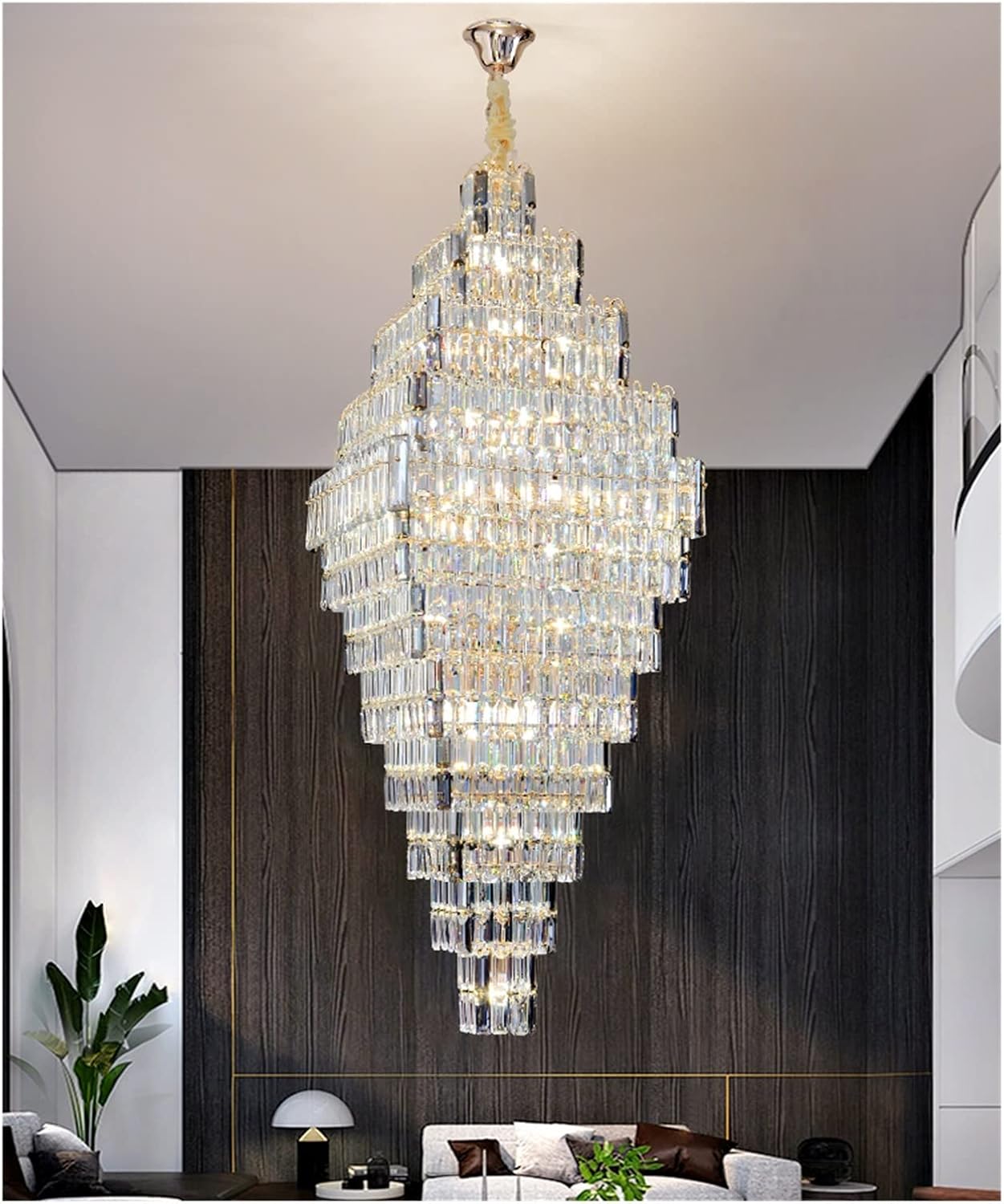 HDC 1800/2100/2600mm Premium Crystal Double Height Chandelier for Staircase & Lobby