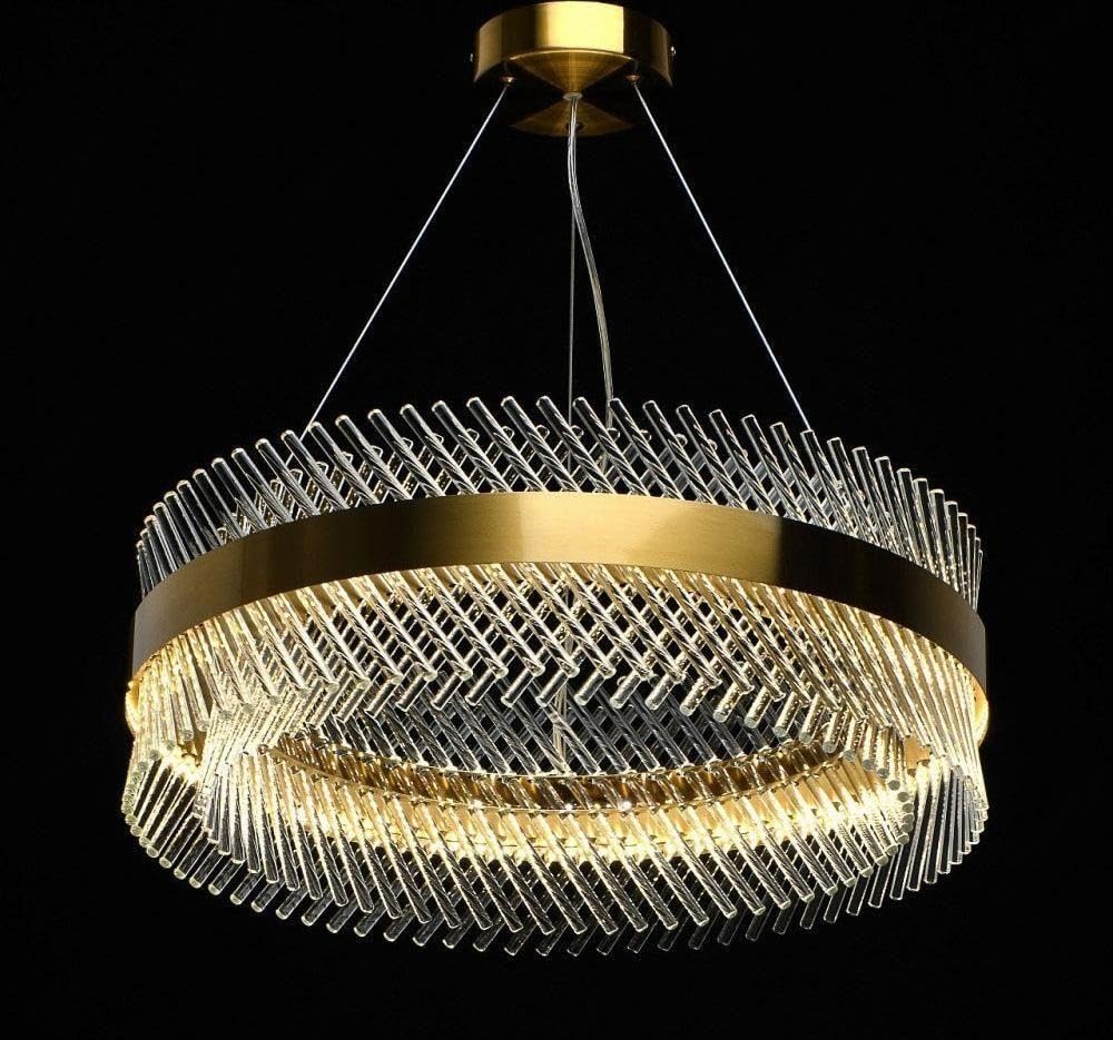 HDC 400/600mm Modern Crystal Ring Luxury Gold Chandelier for Living Room
