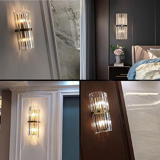 HDC Led Crystal Modern Black Metal Wall Light - Warm White