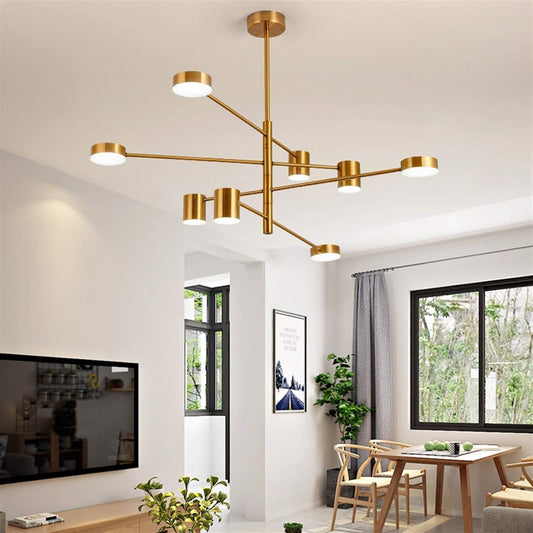 Hdc Golden 8- Lights Sputnik Light Modern Color Mode Chandelier Lamp Ceiling Pendant Lighting Fxiture