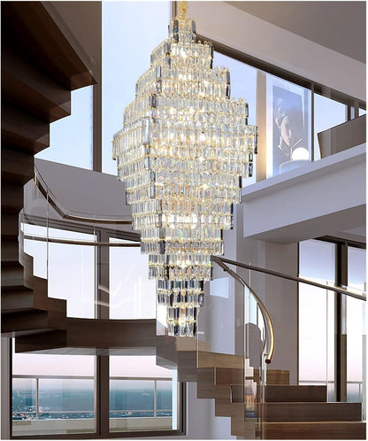 HDC 1800/2100/2600mm Premium Crystal Double Height Chandelier for Staircase & Lobby