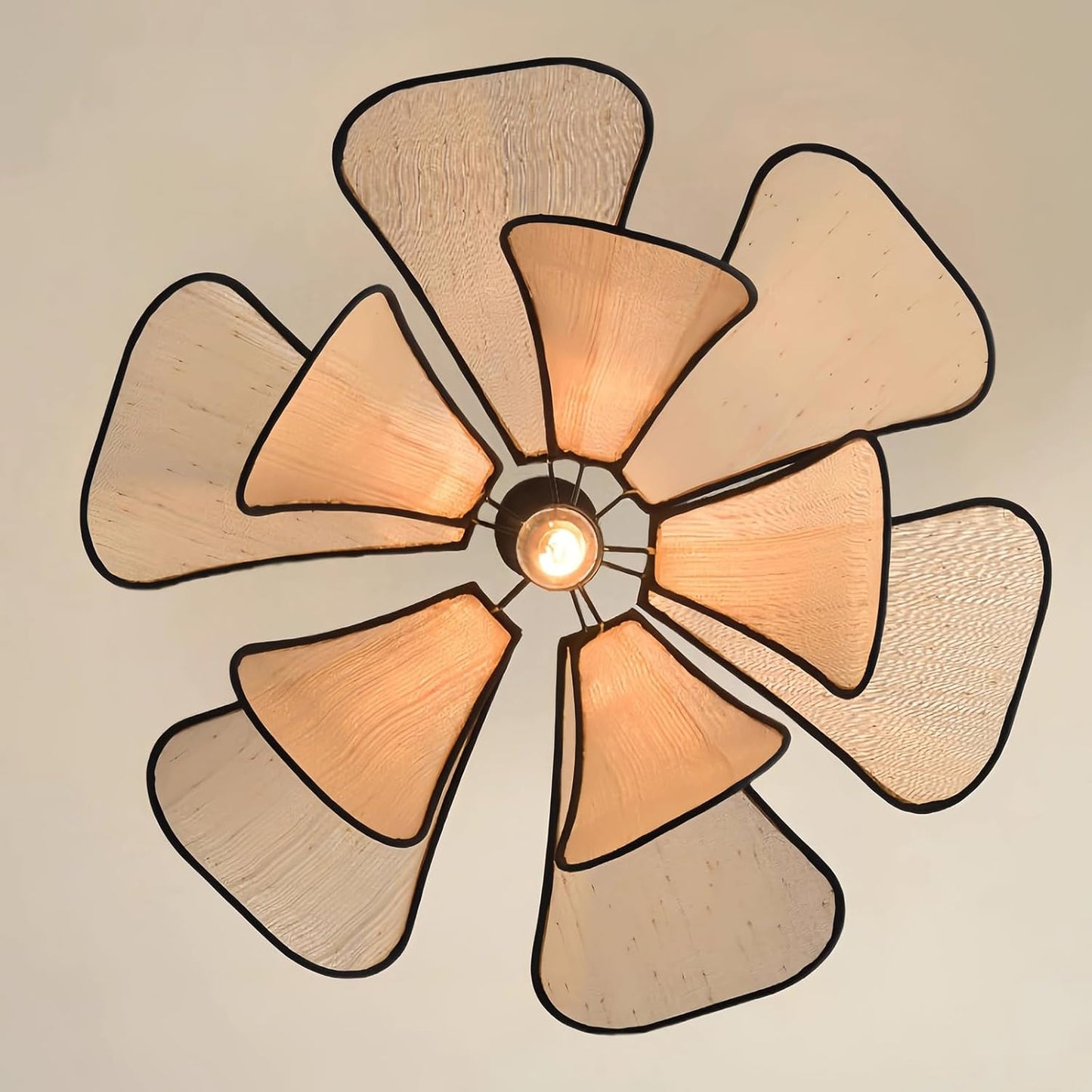 HDC Modern Wooden Petal Pendant Light for Bedroom, Dining & Living Room