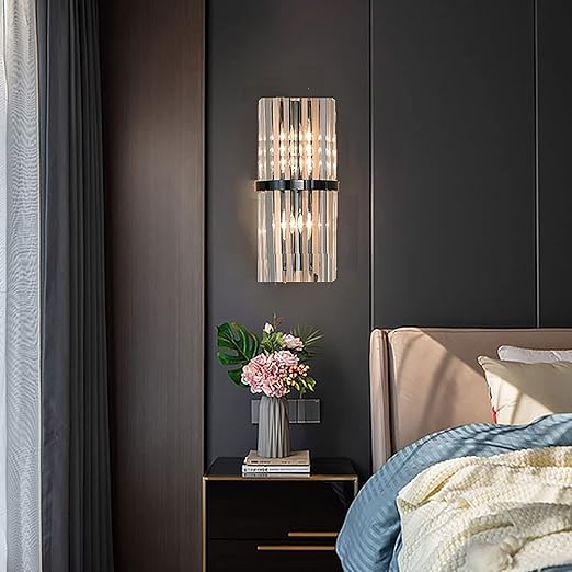 HDC Led Crystal Modern Black Metal Wall Light - Warm White
