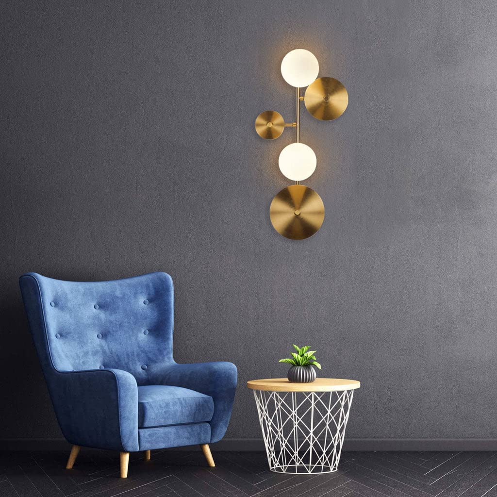 Hdc Mid Century Metal With Frosted Glass Globe Wall Lamp