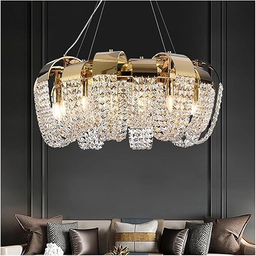 HDC 1000m Luxury Gold Crystal Chandelier Ceiling Light for Living Room, Hall & Bedroom