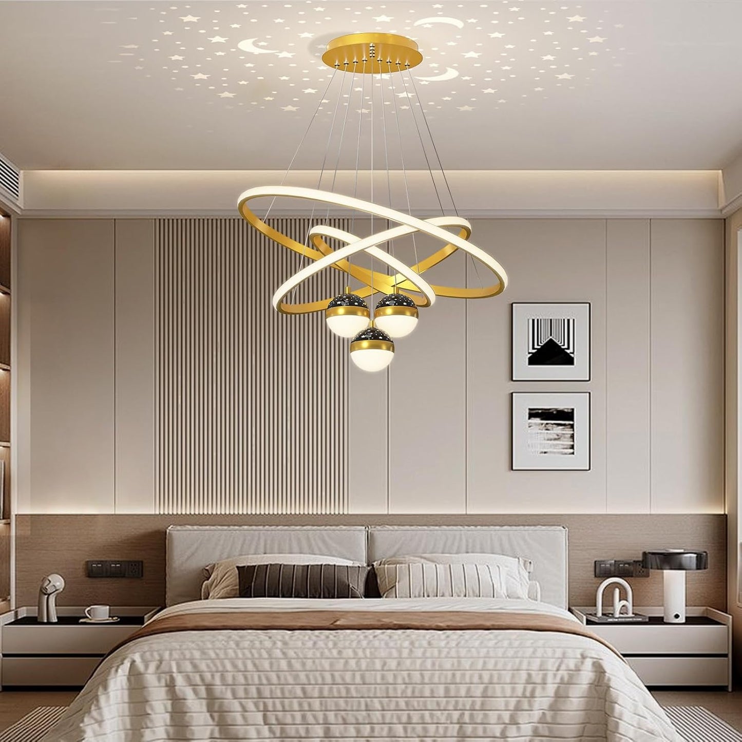 Ojaro Modern LED Infinity Ring Chandelier Light for Living Room & Dining Area