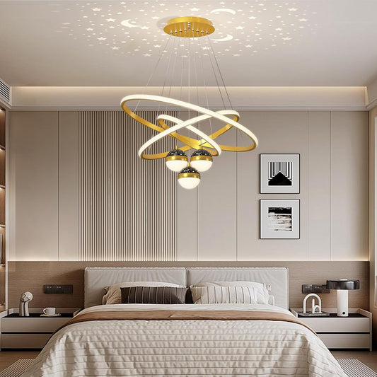 Ojaro Modern LED Infinity Ring Chandelier Light for Living Room & Dining Area