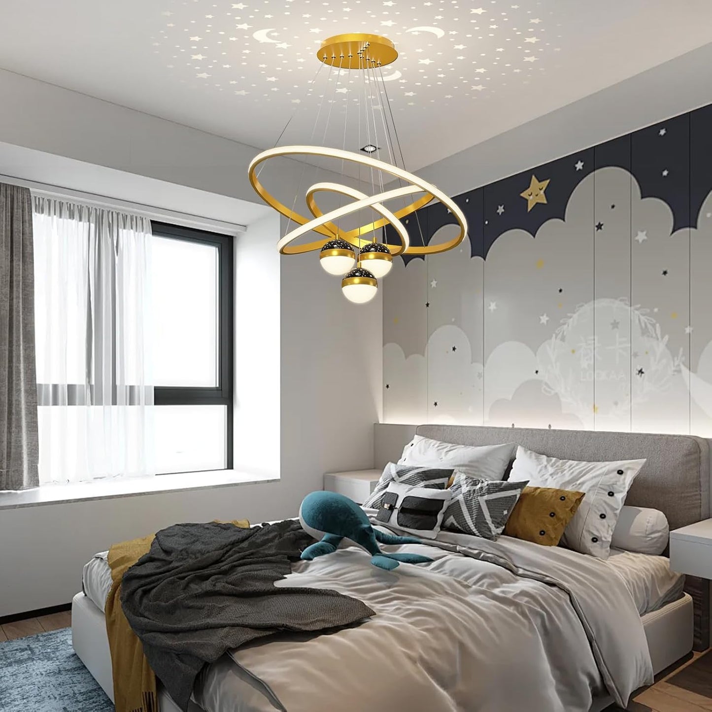 Ojaro Modern LED Infinity Ring Chandelier Light for Living Room & Dining Area