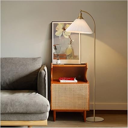 Hdc Nordic Floor Lamp Living Room Bedroom Bedside Lamp Retro Pleated Lamp
