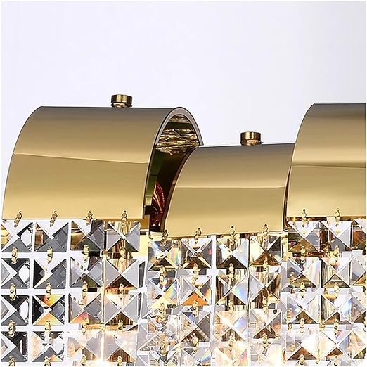 HDC 1100mm Luxury Gold Crystal Linear Chandelier Light for Dining Room, Living Room & Kitchen Island