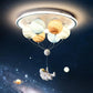 Hdc Cartoon Astronaut Cell Light Boys Room Modern Led Chandelier Creative 6-Light Star Glass Lampshade with Adjustable Cord Flush Mount Ceiling Light for Childrens Room Bedroom Nursery Kids Room Chandelier