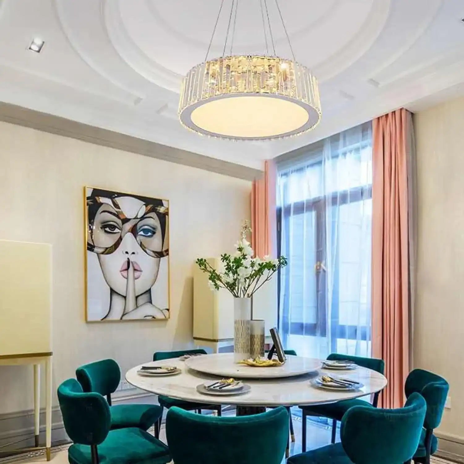 HDC Crystal Acrylic Modern Led Chandelier Ring For Dining Living Room