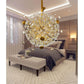 Ojaro Modern Gold Burst Crystal Chandelier Pendant Light for Living Room, Staircase & Luxury Interiors