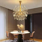 Ojaro Modern Gold Burst Crystal Chandelier Pendant Light for Living Room, Staircase & Luxury Interiors