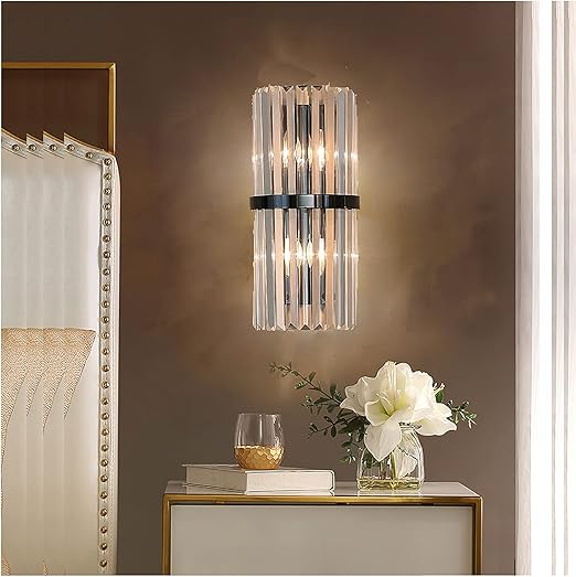HDC Led Crystal Modern Black Metal Wall Light - Warm White