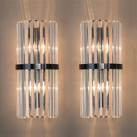 HDC Led Crystal Modern Black Metal Wall Light - Warm White