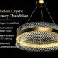 HDC 400/600mm Modern Crystal Ring Luxury Gold Chandelier for Living Room