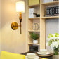HDC Simple Brushed Gold Wall Sconce with White Fabric Shade Modern Wall Light