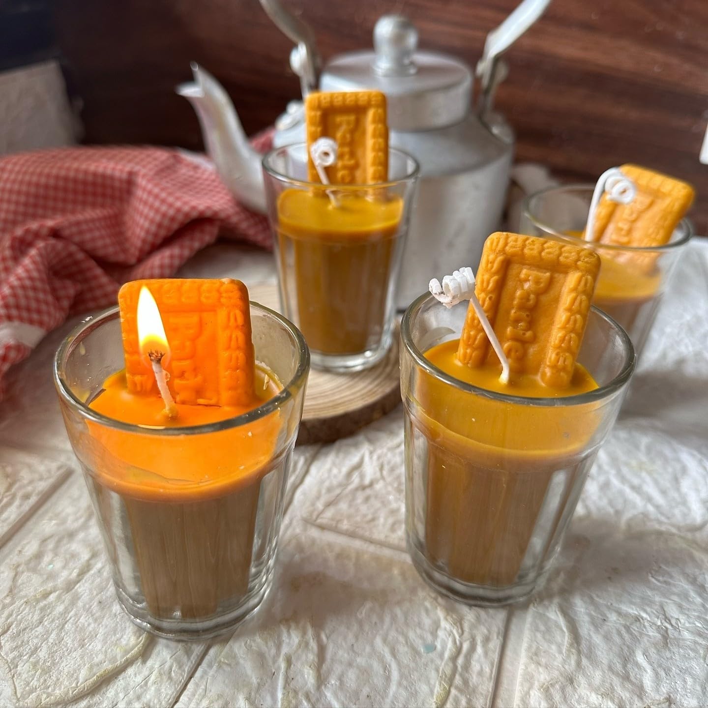HDC Chai Biscuit Candle for Home Decor and Relaxation Unique Decorative Candle for Diwali Gifting (Pack of 1)